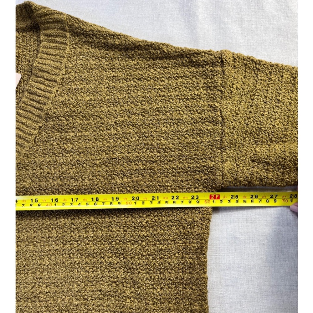 Les Serein Spiced Olive/Tan Boucle Popcorn Cardigan XXL Boxy Fall Cabincore Cozy - Picture 9 of 13